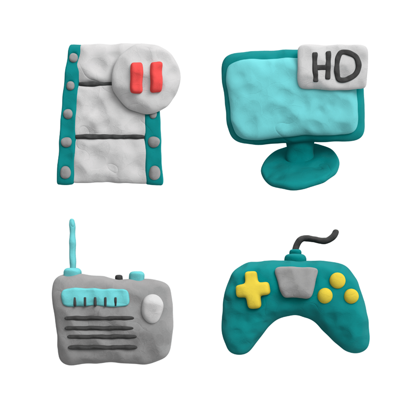 Clay 3D Multimedia Icons image